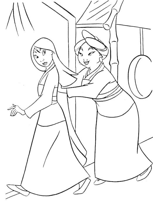 Mulan et Fa Li coloring page