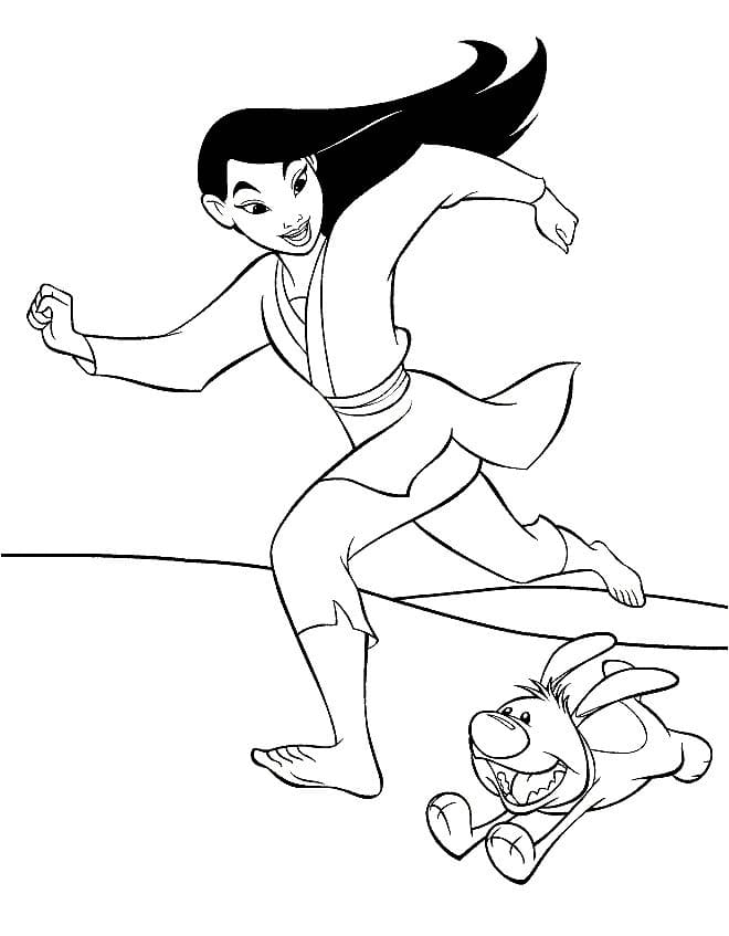 Mulan et Petit Frère coloring page
