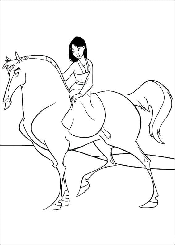 Mulan Monte à Cheval coloring page
