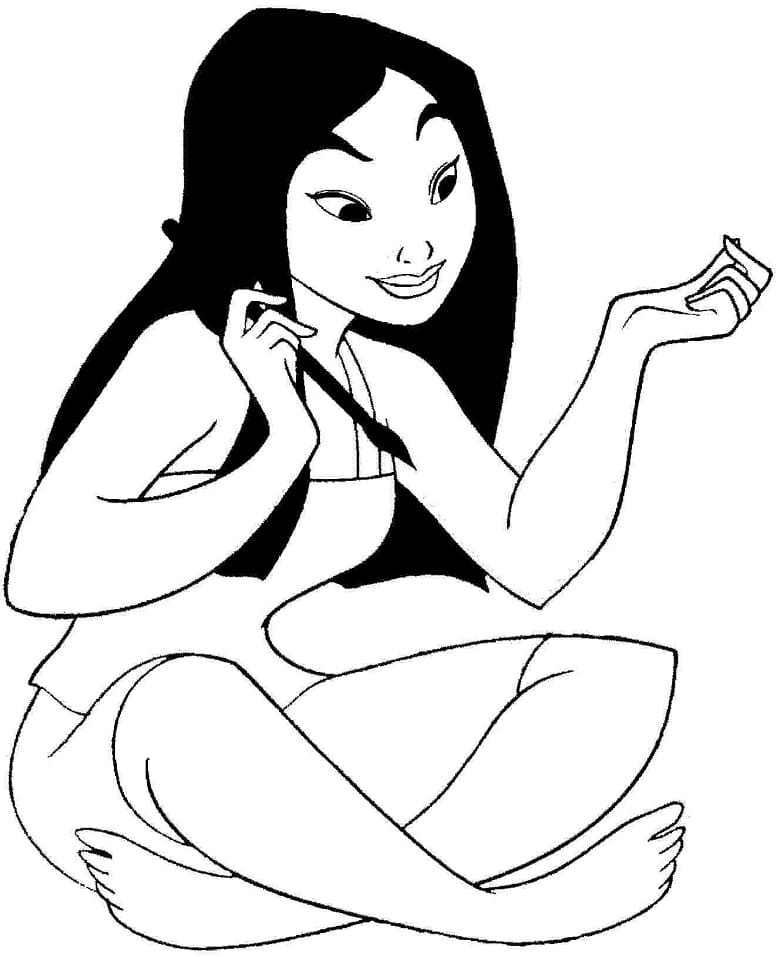 Mulan Souriante coloring page