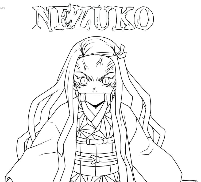 Nezuko 3 coloring page