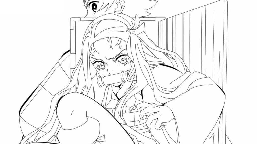 Nezuko de Anime Demon Slayer coloring page