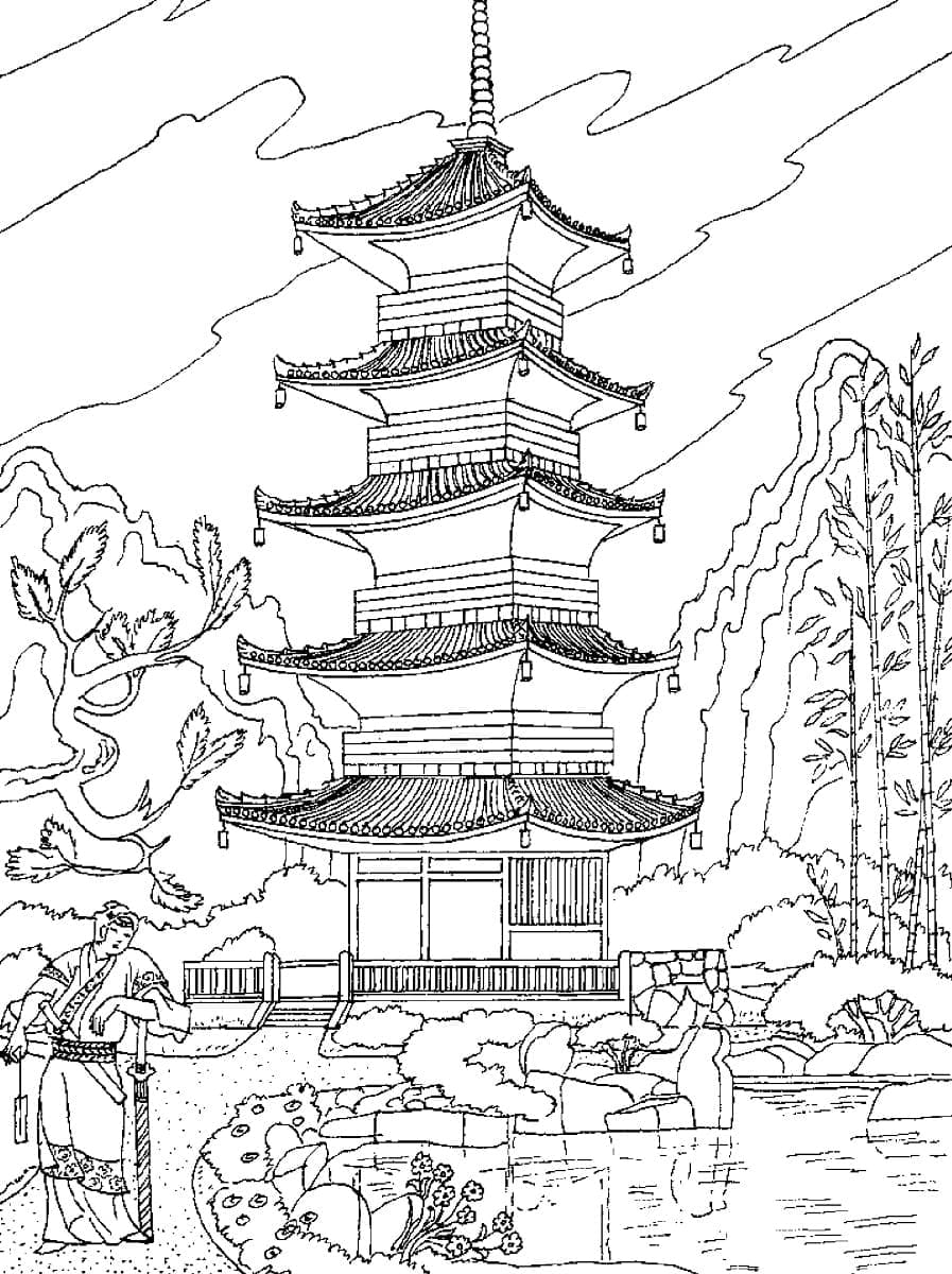 Pagode Japonaise coloring page