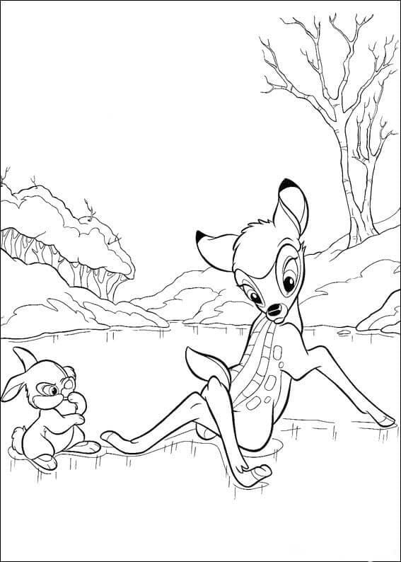 Panpan avec Bambi coloring page
