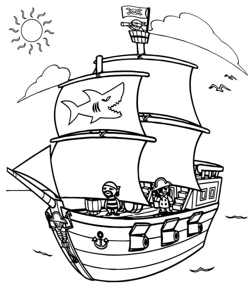 Petit Bateau Pirate coloring page