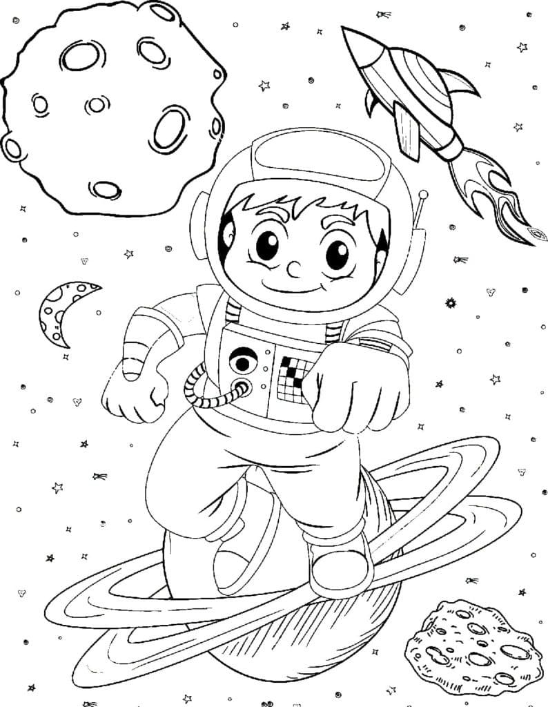 Coloriage Petit Garçon Astronaute