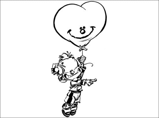 Coloriage Petit Spirou avec Ballon