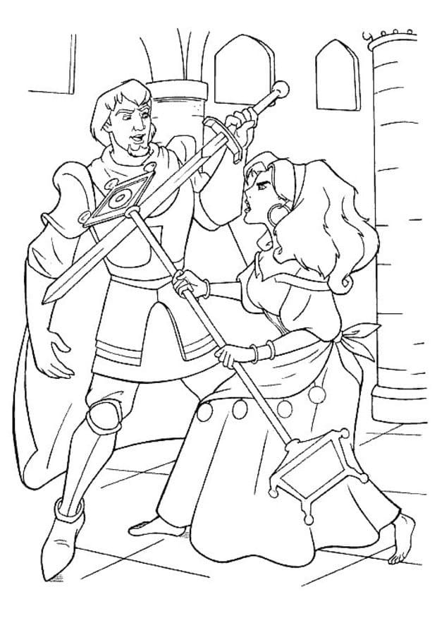 Phoebus et Esmeralda coloring page
