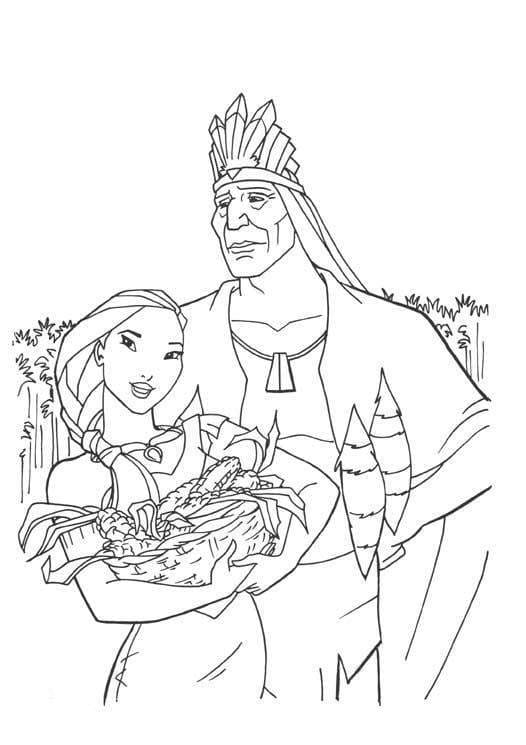 Coloriage Pocahontas Gratuit Pour les Enfants