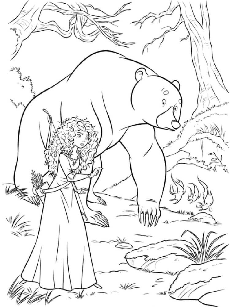 Princesse Merida Dans la Forêt coloring page