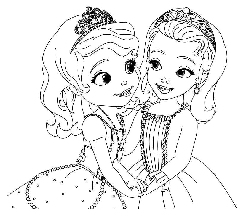 Coloriage Princesse Sofia et Ambre