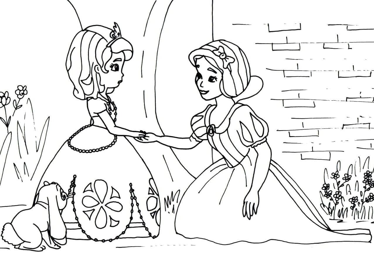 Coloriage Princesse Sofia et Blanche-Neige