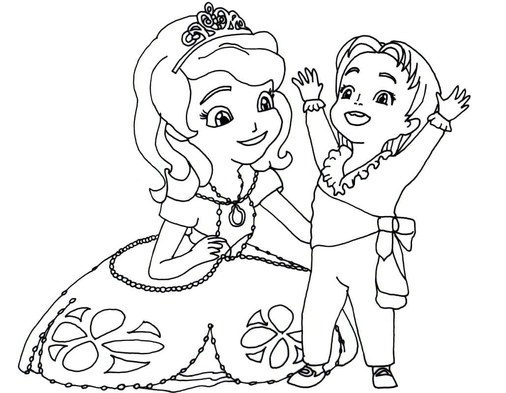 Coloriage Princesse Sofia et Petit Prince