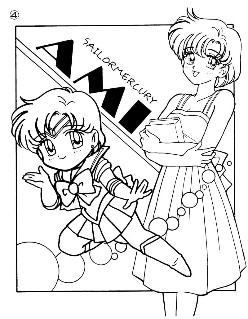Coloriage Sailor Mercury Ami Mizuno