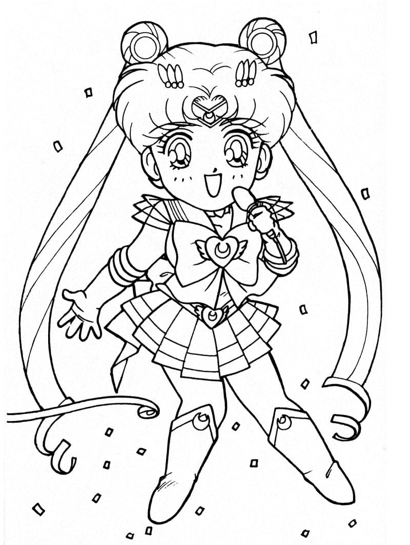 Coloriage Sailor Moon Heureuse