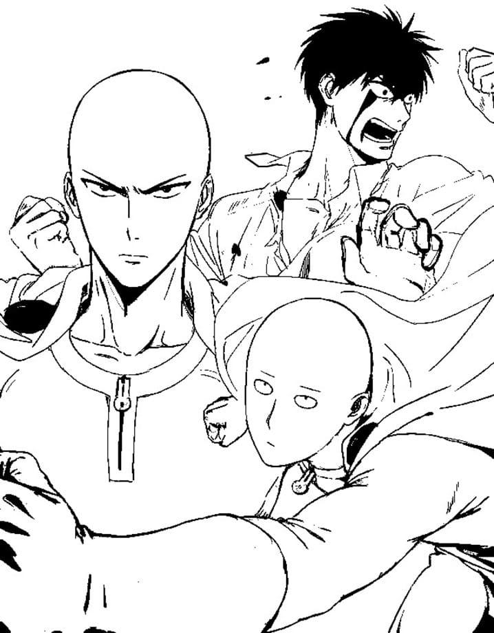 Coloriage Saitama de Anime One Punch Man