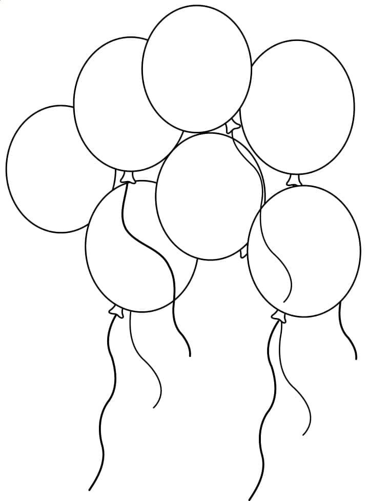 Sept Ballons coloring page