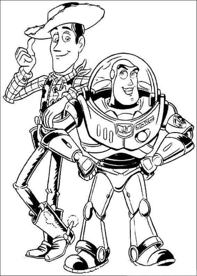 Shérif Woody et Buzz L Eclair coloring page