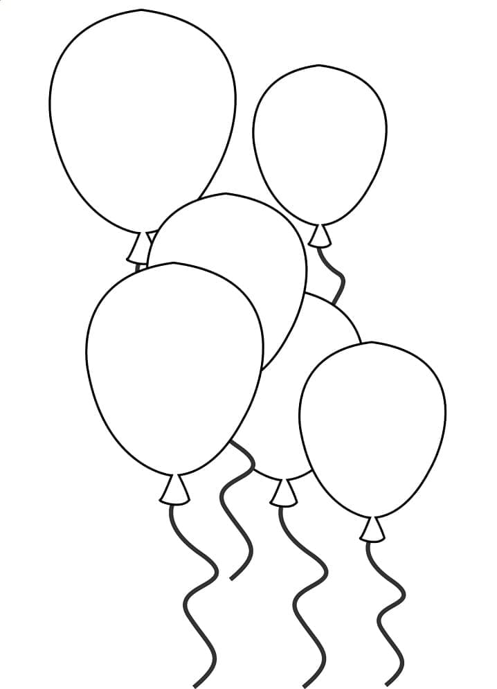 Six Ballons coloring page