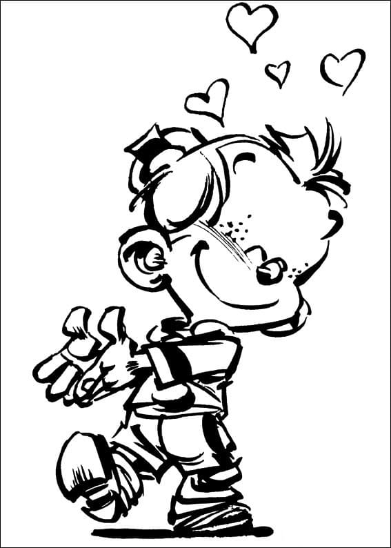 Coloriage Spirou fou d'amour