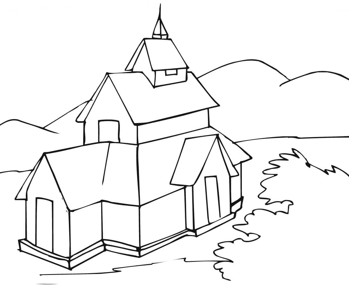 Stavkirke coloring page