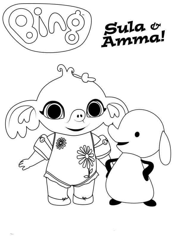 Sula et Amma de Bing coloring page