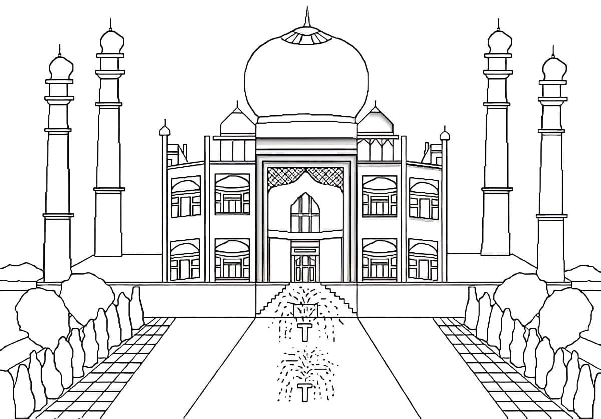 Taj Mahal coloring page