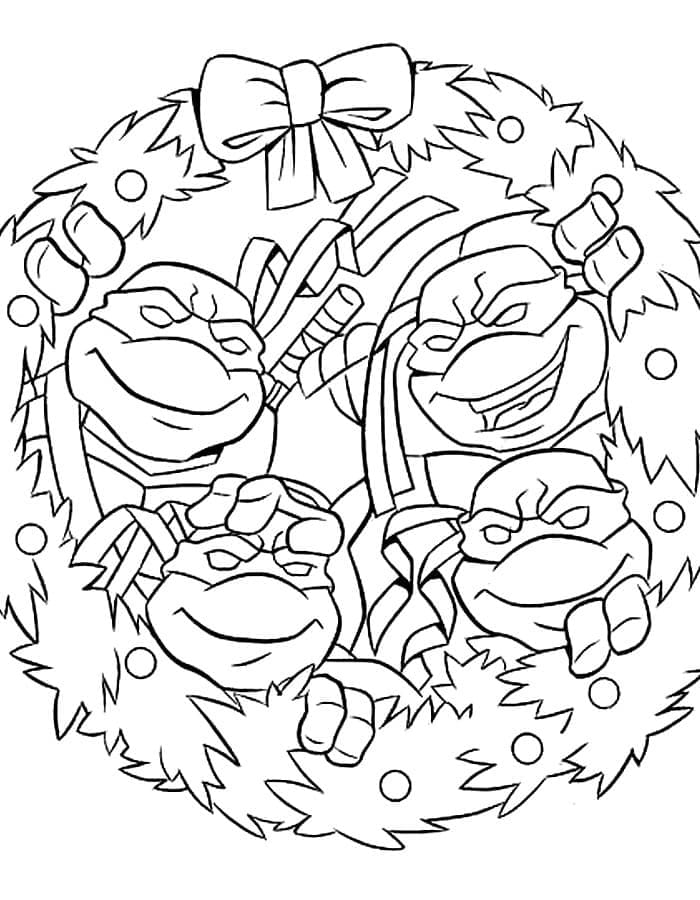 Coloriage Tortues Ninja à Noël