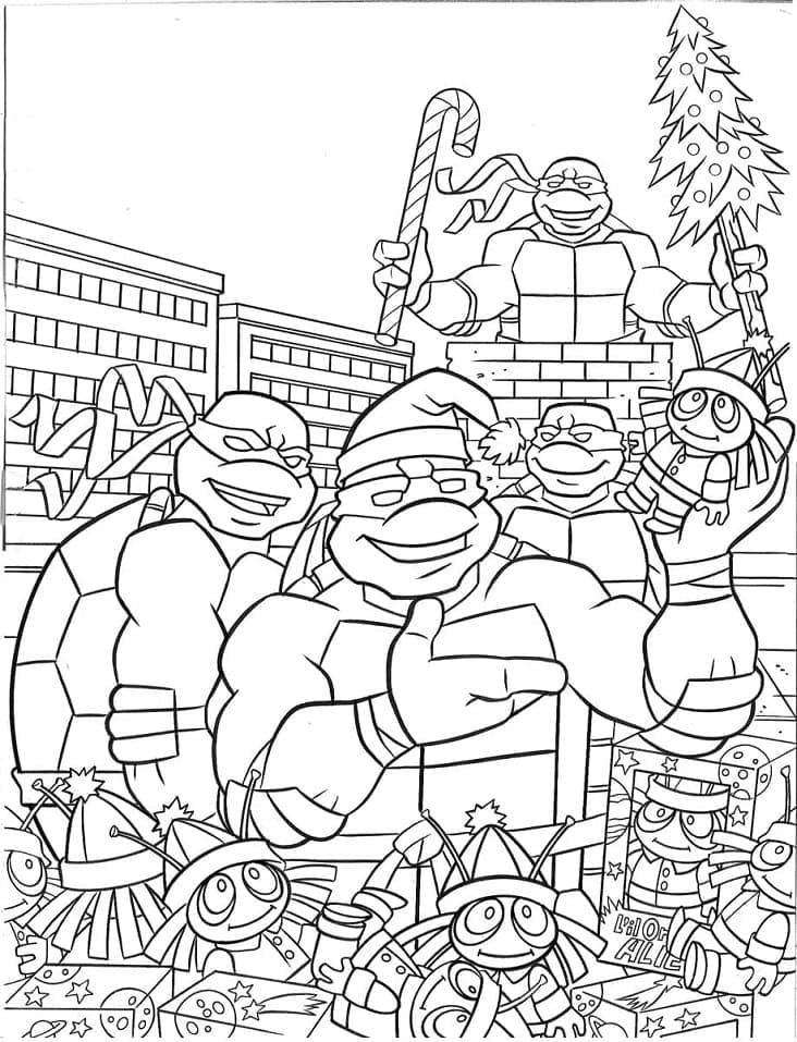 Tortues Ninja et Cadeaux coloring page