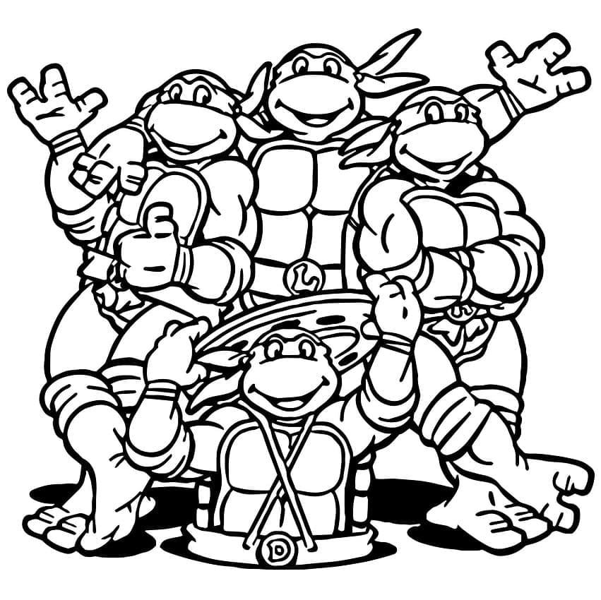 Tortues Ninja sont Heureux coloring page