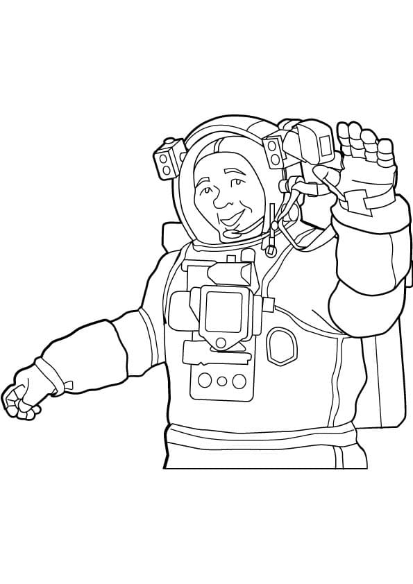 Un Astronaute Agite la Main coloring page