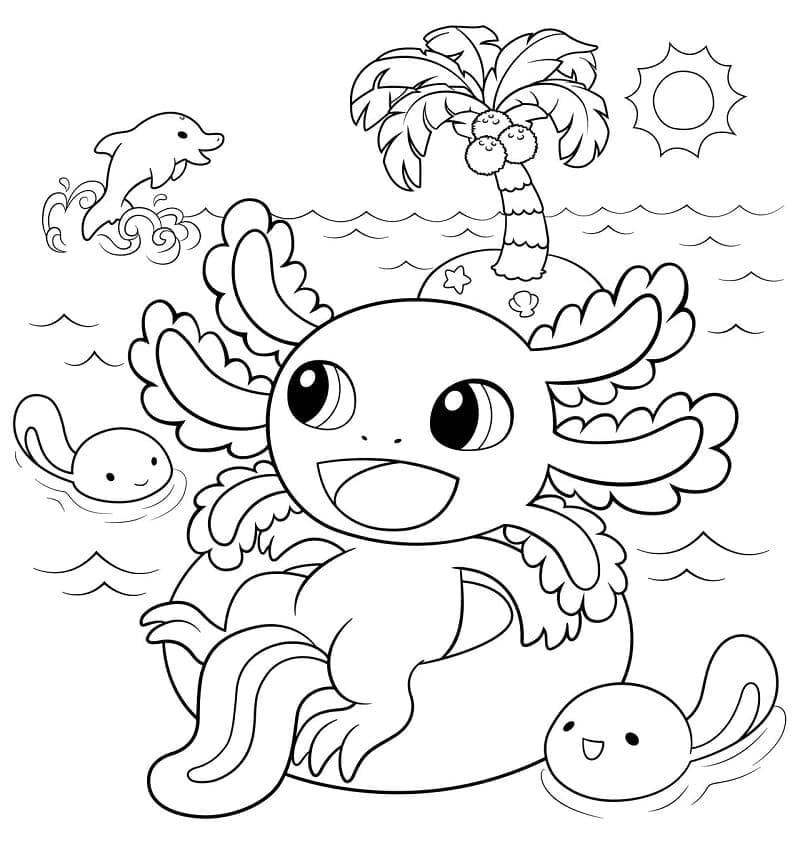 Un Axolotl Heureux coloring page