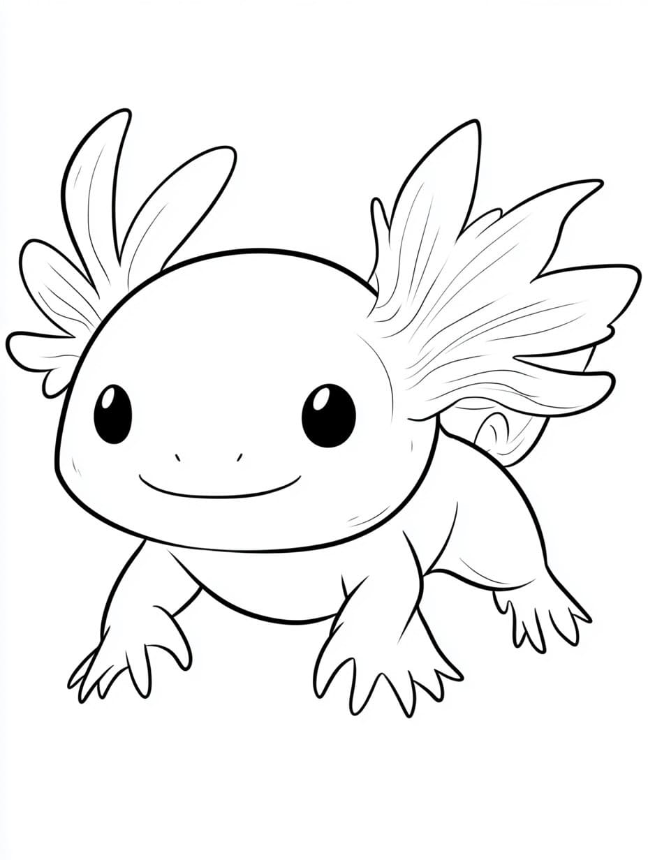 Coloriage Un Axolotl Joyeux