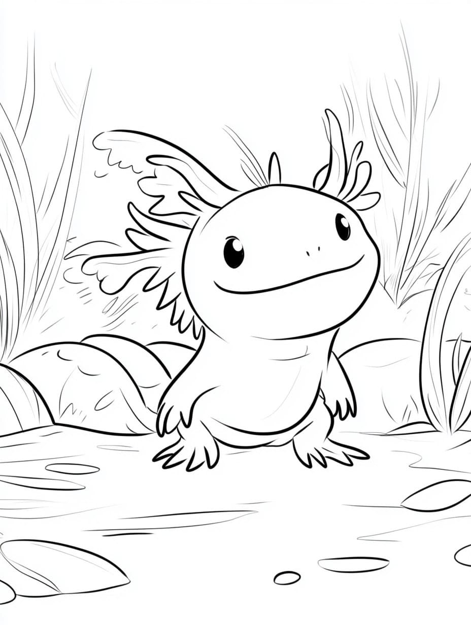 Coloriage Un Axolotl très Mignon