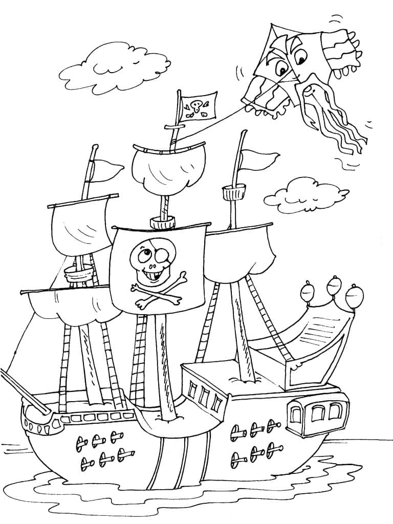 Un Bateau Pirate Drôle coloring page