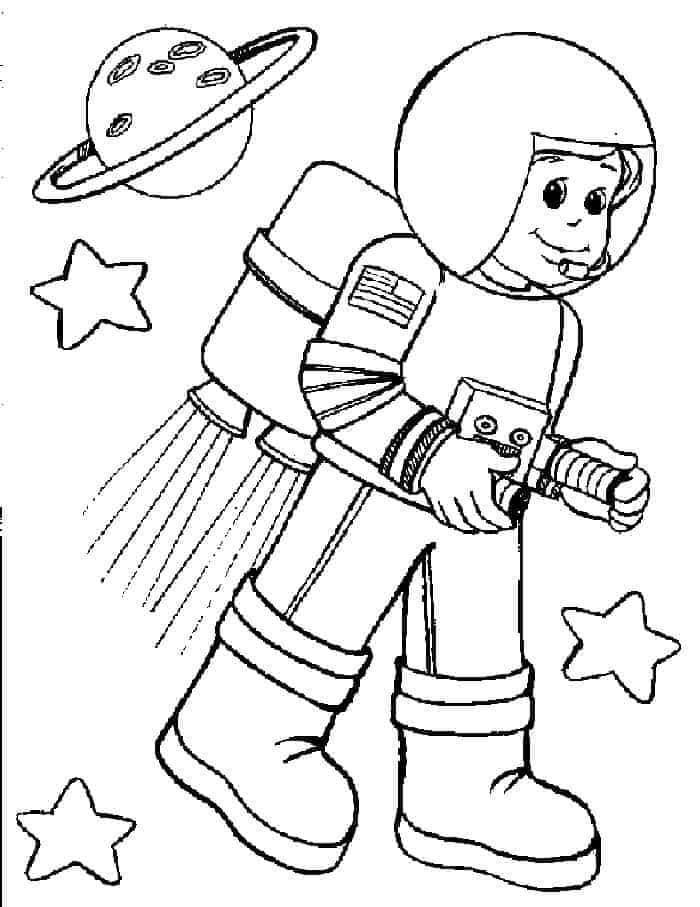 Coloriage Un Garçon Astronaute