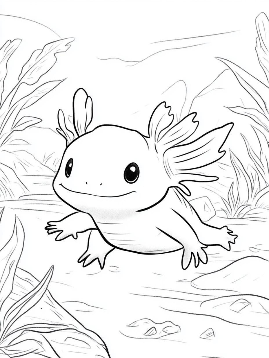 Coloriage Un Joli Axolotl