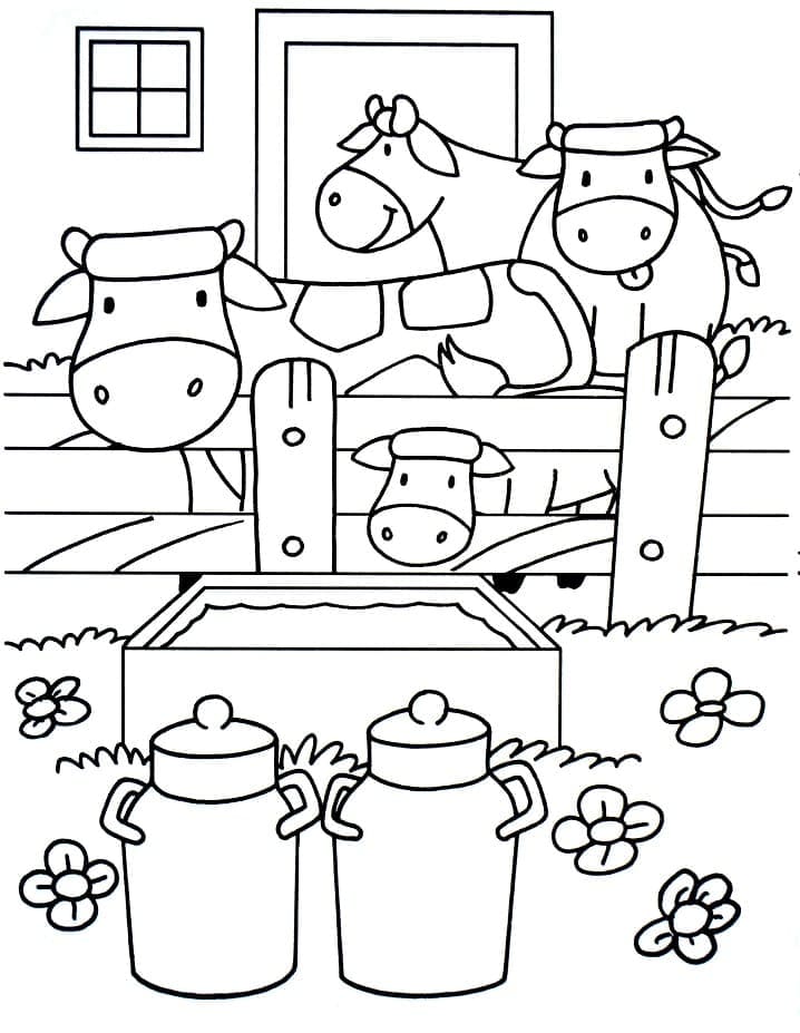 Vaches Mignonnes à la Ferme coloring page