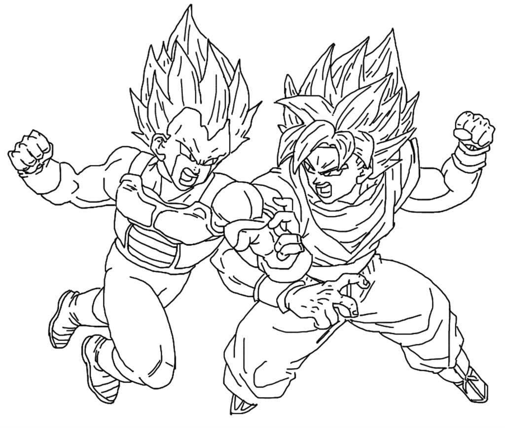 Coloriage Vegeta contre Goku