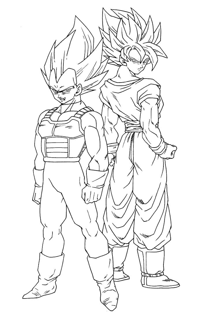 Coloriage Vegeta et Son Goku
