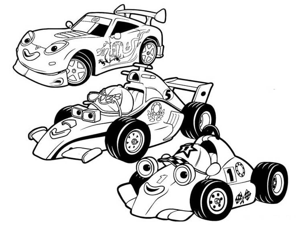 Coloriage Voitures de Course Mignonnes