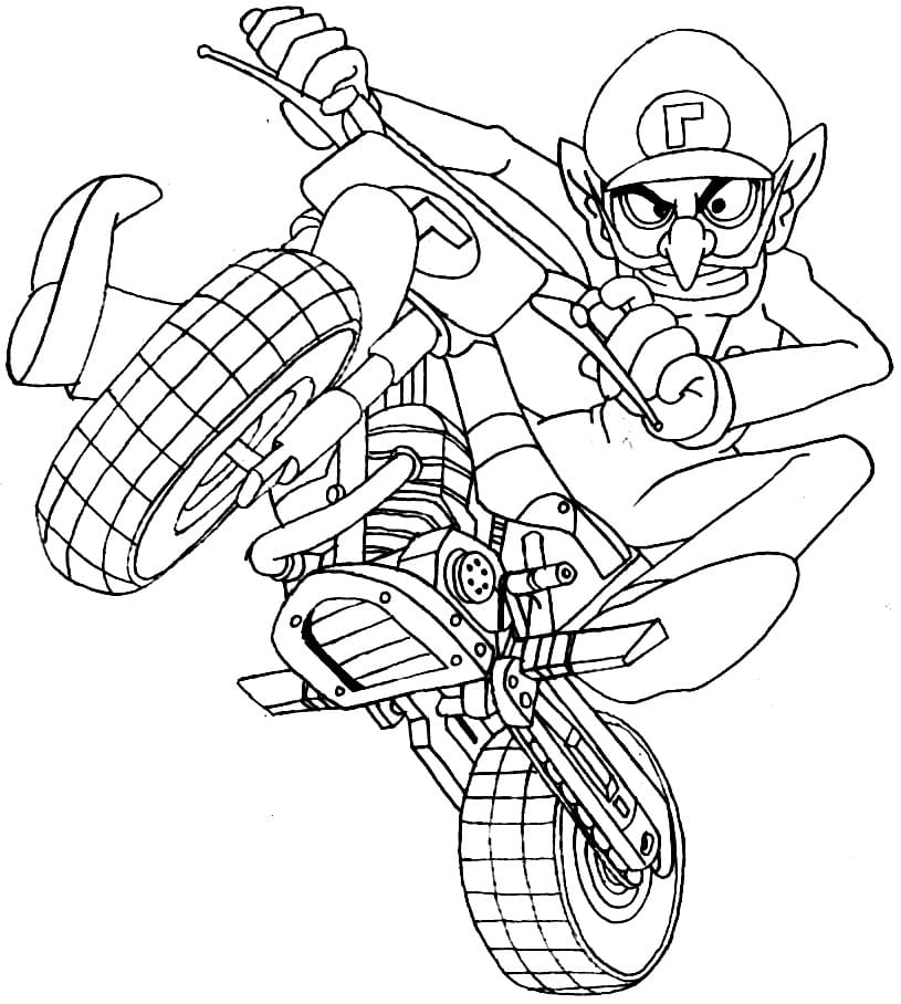 Waluigi de Mario Kart coloring page