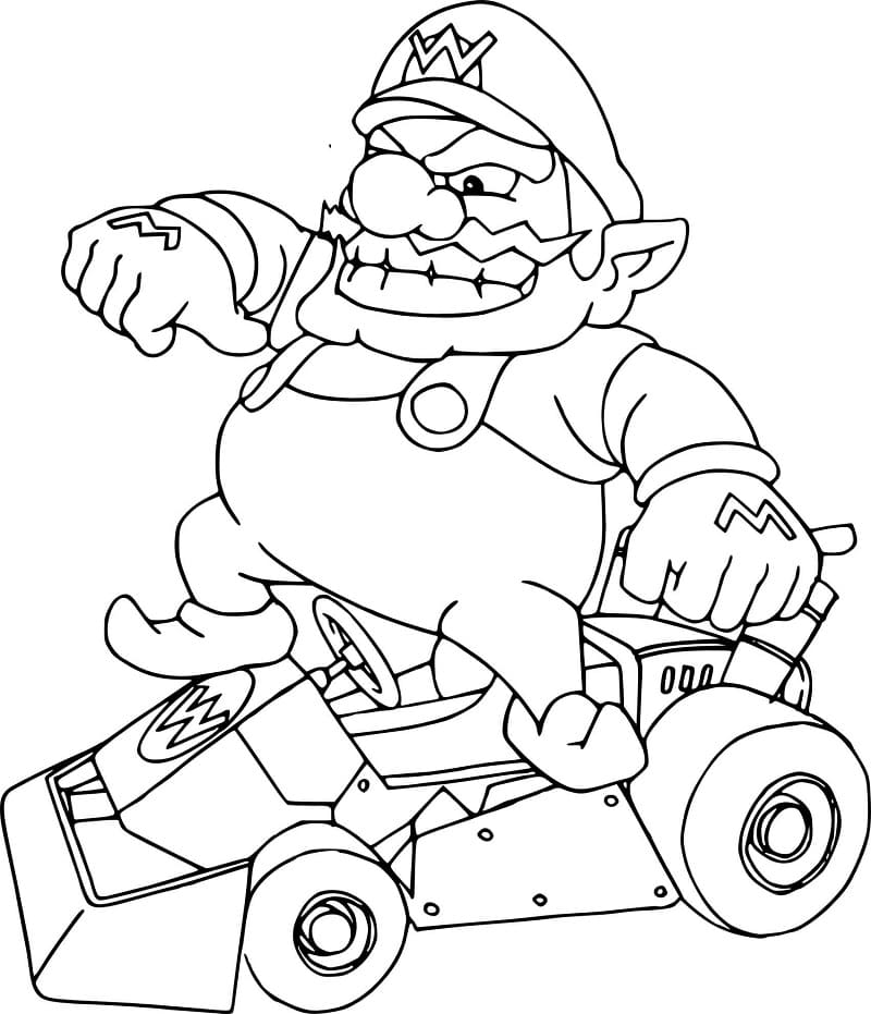 Wario de Mario Kart coloring page