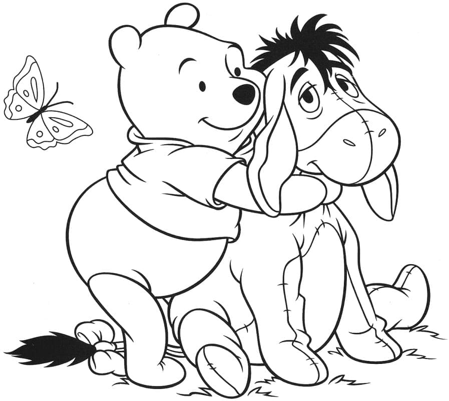 Winnie l’ourson et Bourriquet coloring page