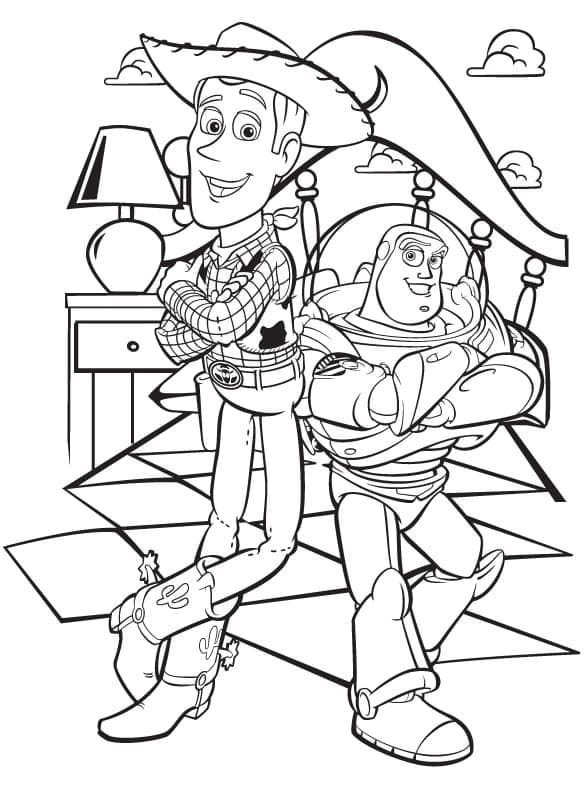 Woody et Buzz L Eclair coloring page