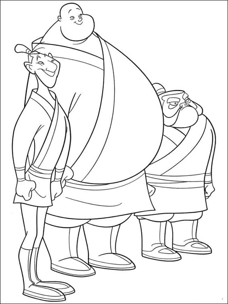 Yao, Ling et Chien Po de Mulan coloring page