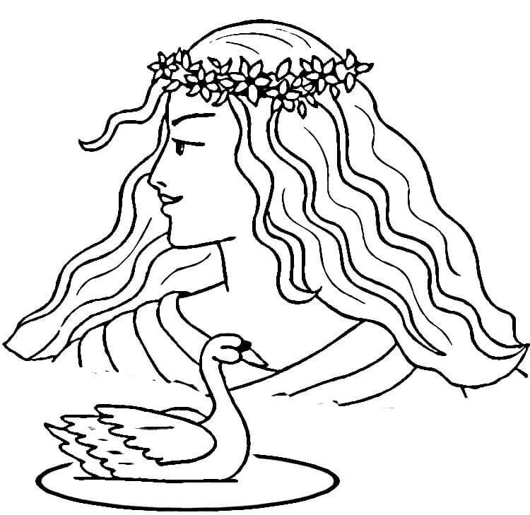 Dame et Cygne coloring page