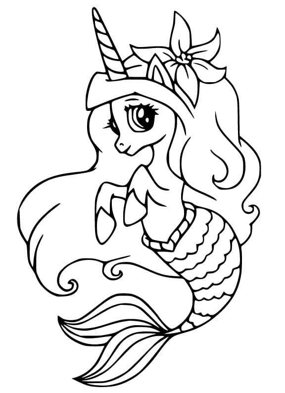 Adorable Licorne Sirène coloring page