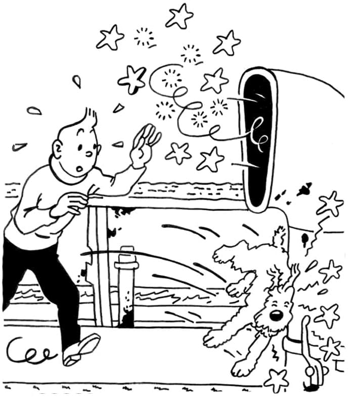 Aventures de Tintin coloring page