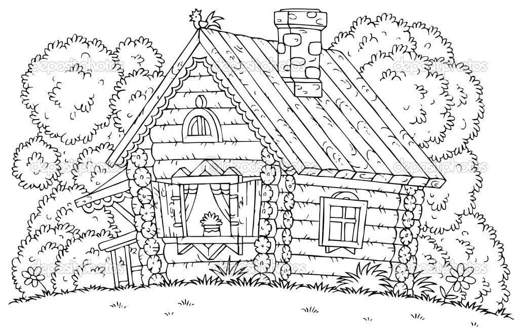 Belle Cabane en Rondins coloring page